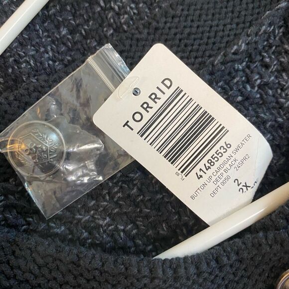 Torrid Button Up Long Sleeve Round Neck Cotton Blend Sweater size 2 size 18 - Picture 12 of 14